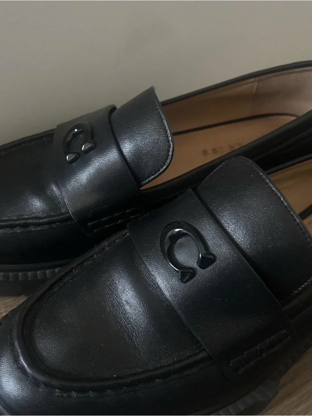 Calvin Klein Black Leather Penny Loafers with Signature Bit
